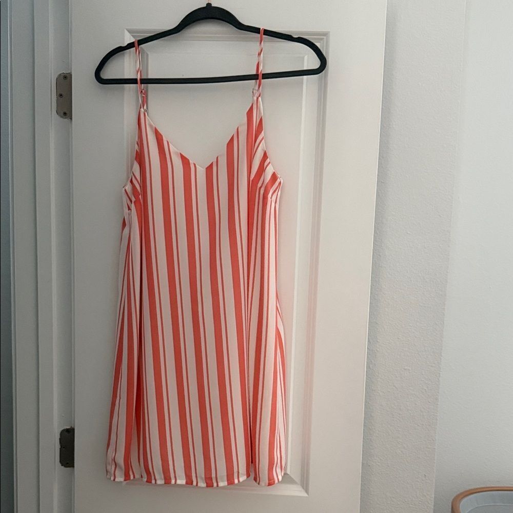 Striped Red and White Sleeveless Dress